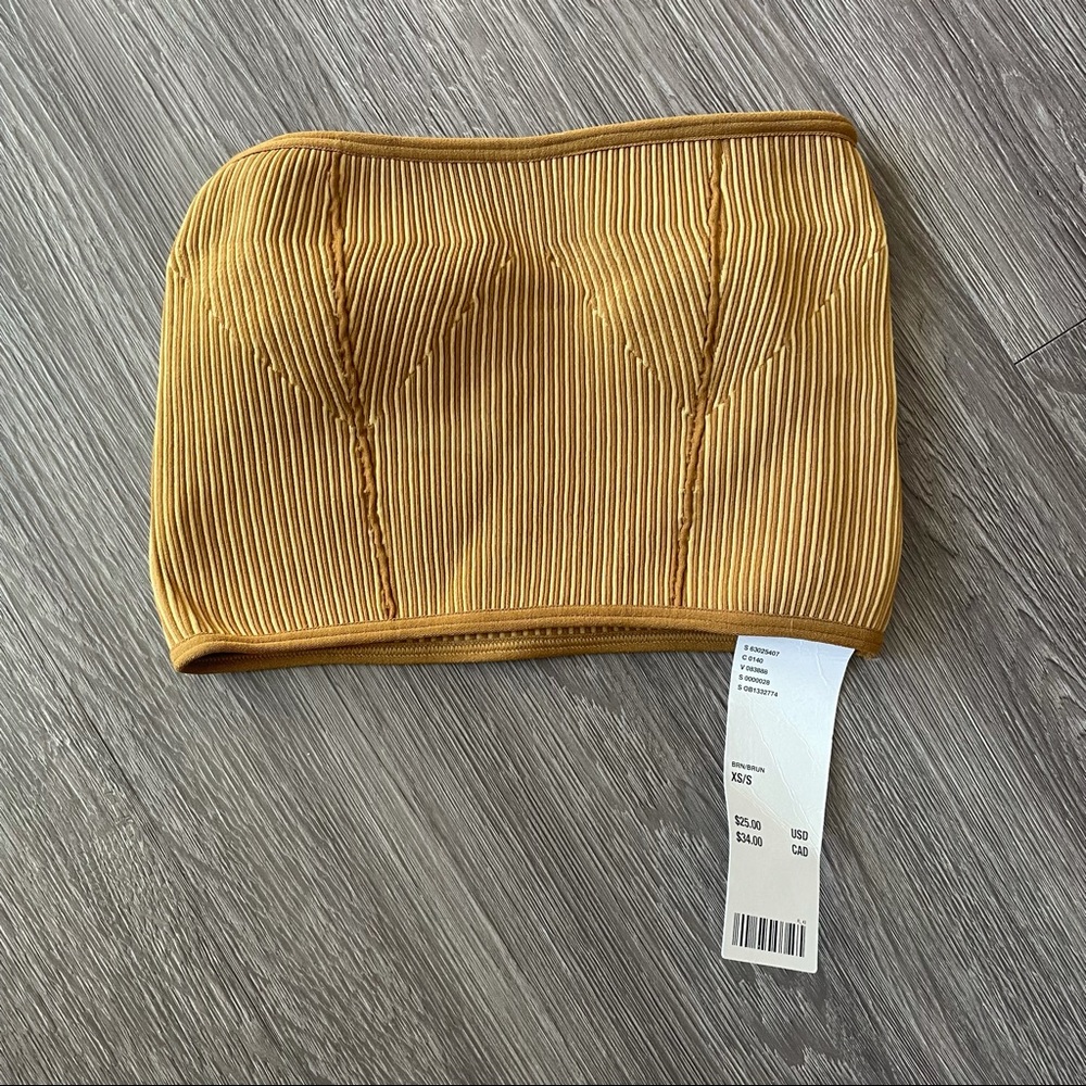 UO mustard ribbed bandeau
